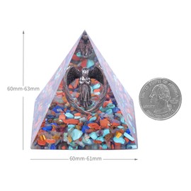 Nupuyai Angel 7 Chakra Crystal Pyramid Spiritual Ornament, Reiki Healing Stone Quartz Point Energy Feng Shui Pyramid Home Office Decor
