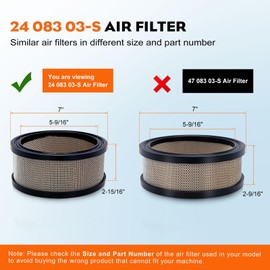 Hipa 24 083 03-s Air Filter for Kohler CH18 CH20 CH22 CH23 CH25 CH730 CH74 CH730-CH740 CH18-CH25 CV675-CV740 CV18-CV25 ECH730-ECH749 Command 18HP-25HP Engine Lawn Mower