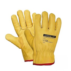 SupremeTTF 5 Pairs Yellow Leather Gloves HGV Drivers Hand Safety Fleece Lined Lorry Driving Work Glove (L (9))