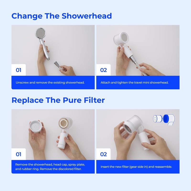 BODYLUV Puresome Travel Mini Shower Head Set with Pure Filter