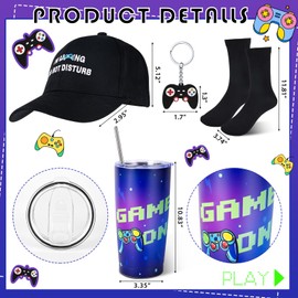Gamer Gifts for Men Teenage Boys Christmas Gifts for Gamer Teen Boys Gaming Stuff Gaming Throw Blanket Hat 20 Oz Tumbler Socks Keychain and Gift Box for Men, Him, Gamers, Father, Boyfriend, Game Lover