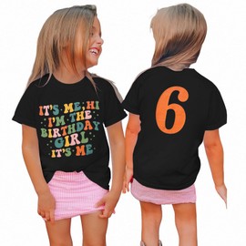 AG AGUU It’s Me I’m The Birthday Girl Shirts Toddler Kids Girls Birthday Tees T-Shirt Party Outfits Tops 5-12 Years(Black-6th)