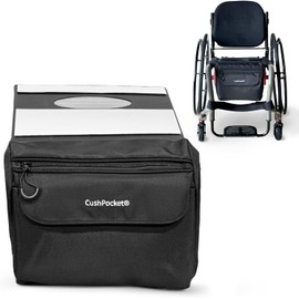 CushPocket Wheelchair Bag X-Large Premium Storage Bag with 2 Pockets,Magnetic Closure,Quality Zipper, and Durable Oxford Fabric for Front or Back Hanging(White)- Buy Two for saddlebag max Storage