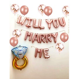 JeVenis 12 PCS Rose Gold Will you marry me Balloons Marry Me Balloons Marriage Proposal Ideas Wedding Proposal Decorations Decor