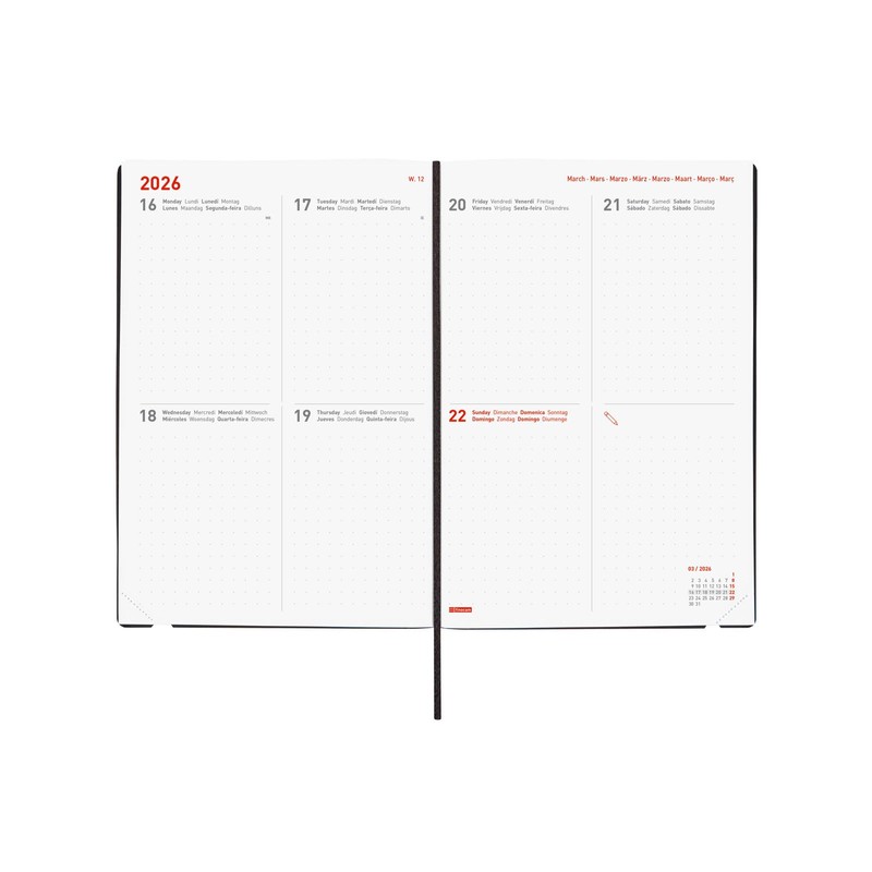 Finocam - Dotted Diary 16 Months 2025 2026 Horizontal Week