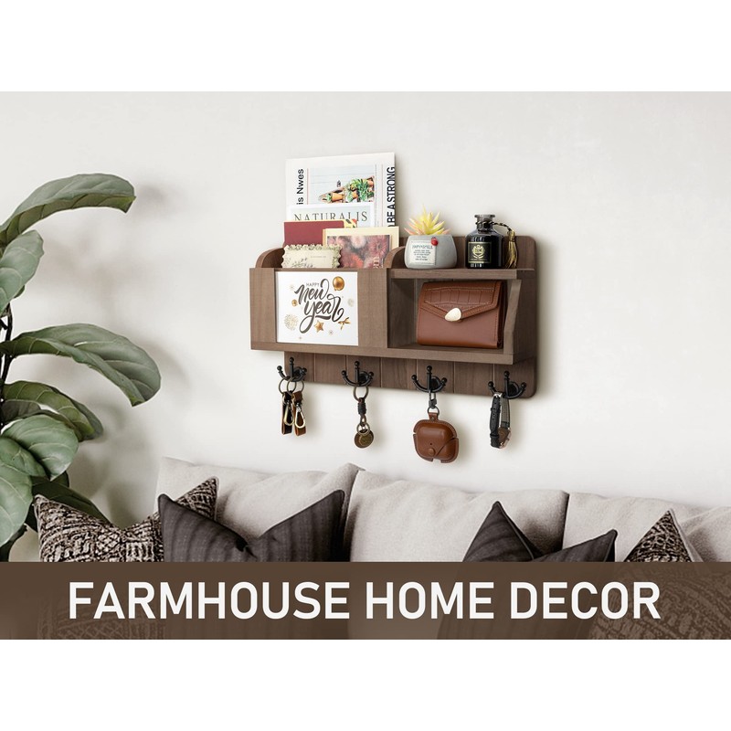 Rebee Vision Farmhouse Key and Mail Holder for Wall -