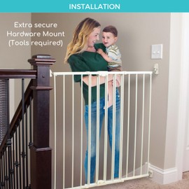 Toddleroo by North States - Tall Easy Swing & Lock Baby Gate Series 2: Metal Safety Gate for Stairs & Doorways - Adjustable 28.68 to 47.85 Inches Wide - 36 Inches Tall - Warm White