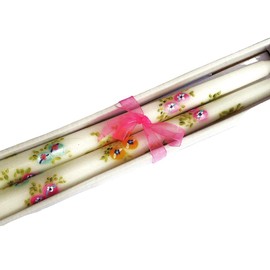 Decorative Hand Painted Unscented Dripless Smokeless Pastel Easter Egg and Flowers Taper Candles Spring Decorations for the Home Table Decor