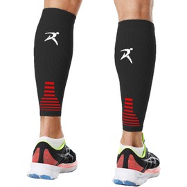 Calf Compression Sleeves for Men & Women (Ideal for Sports, Running, Shin Splints) (One Pair) (Black) (XXL) [2XL]