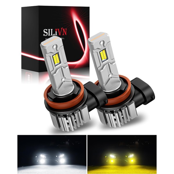 SILIVN LED Fog Lamp, H8, H11, H16, 2 Color Switching,