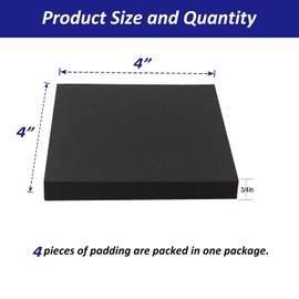 Foam Padding Sheets with Adhesive Backing - Self Stick Neoprene Insulation Foam,4PCS 3/4 Inch Thick X 4 Inch Long X 4 Inch Wide - Closed Cell Foam Sheet Square Pad