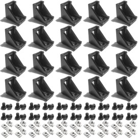 20Sets 3030 Series Aluminum Extrusion Black Connectors,20pcs 3030 Aluminum Profile Corner Brackets,with 40 pcs T Nuts and Screws for 3030 Extrusion Extrusion Profile Accessories