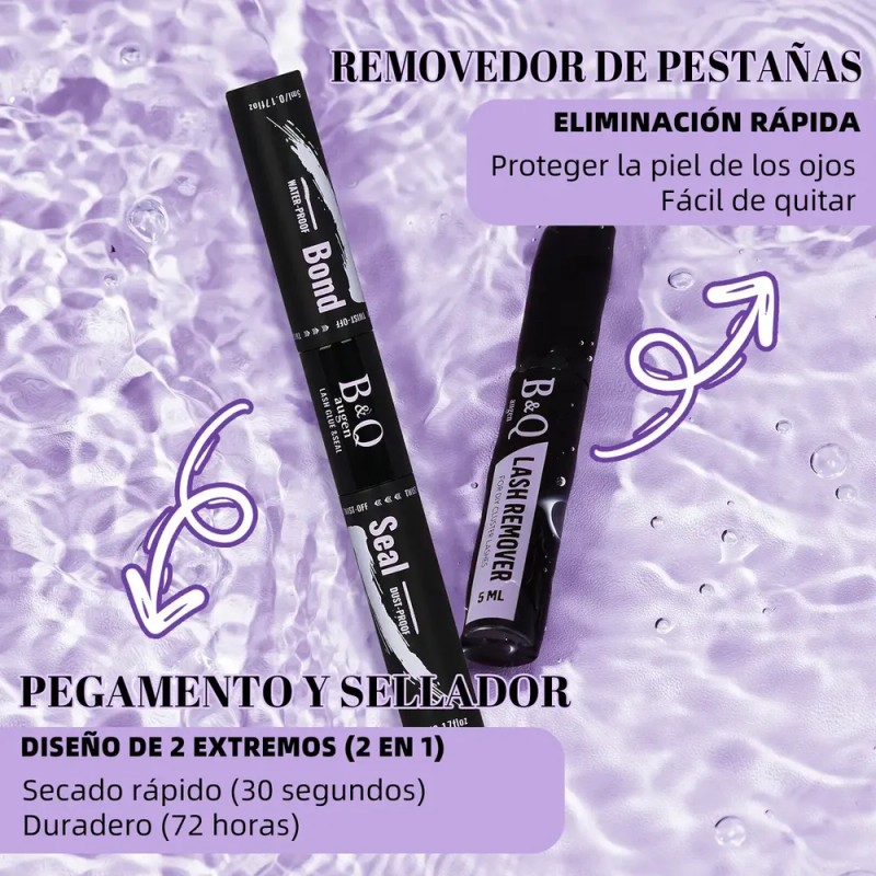 Kit de Extensiones de Pestañas Negras Curvatura D para Aplicación
