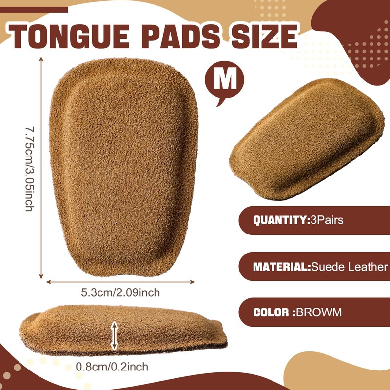 Shyyween 3 Pairs Shoe Tongue Pads Soft Self Adhesive Inserts