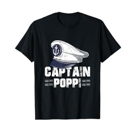 Captain Poppi Sailing Captain Hat Boat Owner Boating Sailer T-Shirt