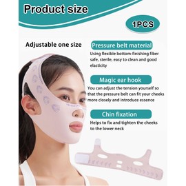 TPZORJX 1 x Stripless Half Face Lift Mask, V Face Mask, Face Lift Mask, Sleeping Mask, for Double Chin and Saggy Face Skin, Adjustable (Pink)