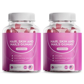 2PCS Hair Vitamin Gummies with 5000mcg Biotin Vegan Hair Gummies for Women & Men