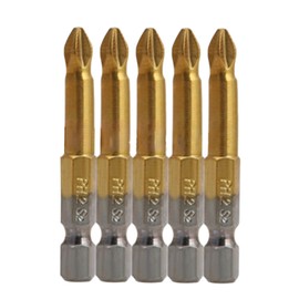 S2 Titanium Coated Screwdriver Bits Set, 1/4 Inch Hex Shank Magnetic PH2 Phillips Screwdriver Bits Anti-skid 25 mm 50 mm