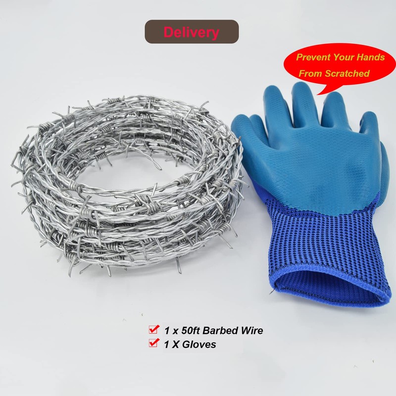 YAGJIA Barbed Wire 50 Ft, 4 Point Barbed Wire Fence,
