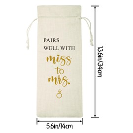 Lcoanriut Engagement Gift Wine Bag, Pairs Well With Miss. to Mrs. Wedding Wine Gift Bag, Wedding Party Decorations Bridal Shower Engagement Wedding Gifts Wine Bag for Couples Bride Miss to Mrs.