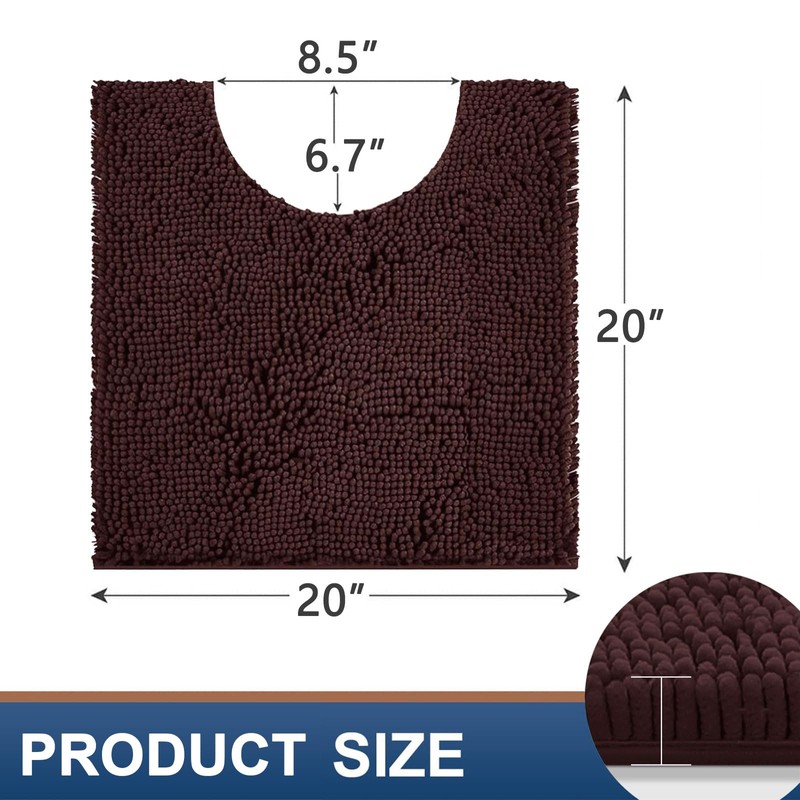 Smiry Luxury Chenille Toilet Rugs U-Shaped 20''x20'', Soft Absorbent Non-Slip
