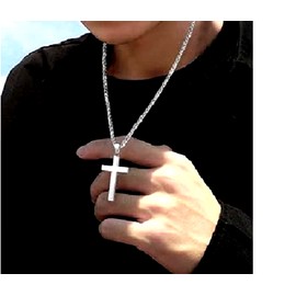 Fashion Jewelry CROSS CRUCIFIX CHRISTIAN RELIGIOUS On Pendant 26" 925 Silver Necklace Men Women