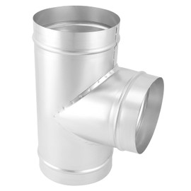 QWORK 6'' T Shape Duct Connector 3 Way Hose Adapter/Splitter, Metal 90° Connector with 6 Inch Branches, 12.2" Long