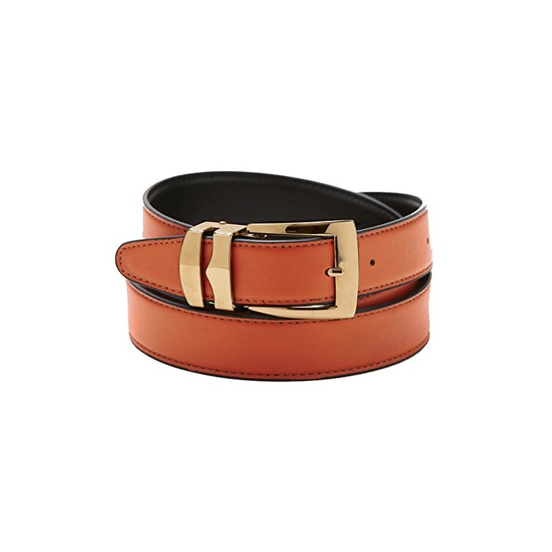 Concitor Reversible Belt Bonded Leather with Removable Gold-Tone Buckle ORANGE/Black