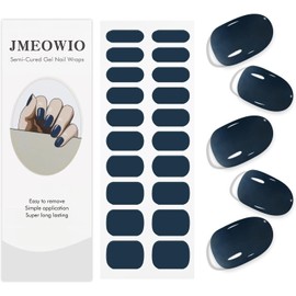 JMEOWIO Lámina de uñas azul oscuro de gel para uñas, autoadhesiva, endurecedora UV, decoración de diseño de uñas, accesorios