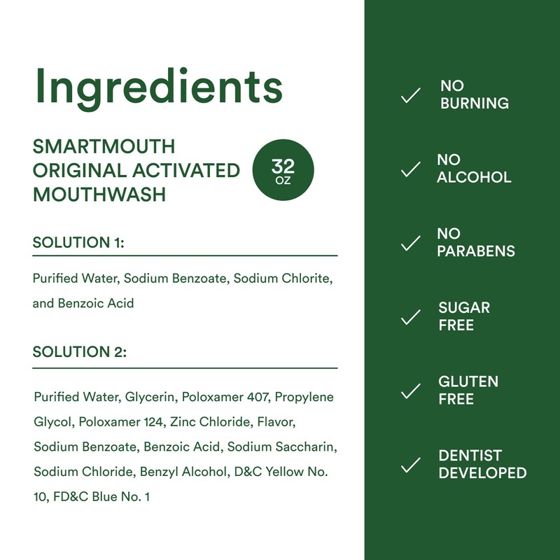 SmartMouth Original 2-Bottle Zinc Activated Mouthwash with Pumps - Instant