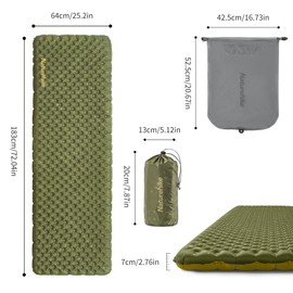 Naturehike 3.5 R Value Camping Sleeping Mat 4 Seasons Ultralight Self-Inflating Sleeping Mat Air Mattress Durable with Inflatable Bag