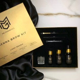 Eyebrow Henna Tint Kit Dyes Brow Hair | BONUS VIDEO TUTORIAL | Professional Salon & At Home DIY Brow Coloring kit | Vegan Cruelty Free | Complete Kit Instant Semi Permanent Coloring | MG COSMETICS