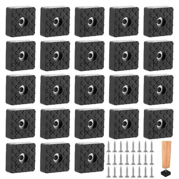 APACALI Pack of 50 Rubber Feet Screw-On Square, 30 mm