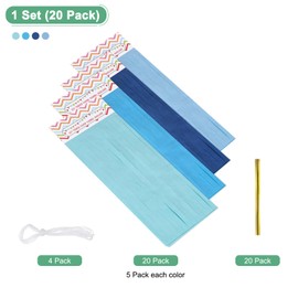 M METERXITY 20-Pack Tassel Garland Banner with Rope Tissue Paper 13.8 Inch Tassel Garland Decor Tassels Banner for Anniversary/Wedding Birthday/Party[Light Blue,Sky Blue,Dark Blue,Lake Blue]