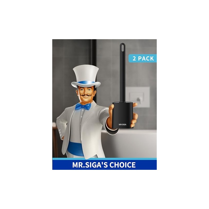 MR.SIGA Cepillo para Inodoro con Soporte para Pared, Negro