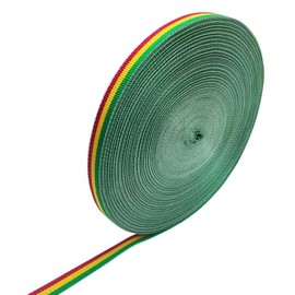 Red/Yellow/Green Striped Grosgrain Ribbon, 3/8 Inch 55 Yards Double Face Polyester Fabric Ribbon for DIY Crafts, Gift Package Wrapping, Christmas Party Decoration