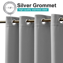 NICETOWN Indoor & Outdoor Curtain for Patio Clearance 84 inch Length, Waterproof Blackout Sun Blocking Thermal Insulated Vertical Drapes for Gazebo & Deck, 1 Panel, 52" W, Silver Grey