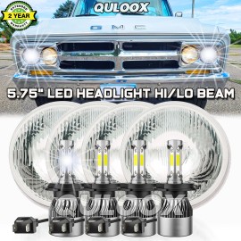 QULOOX 4PCS-5.75" 5-3/4" Round LED Headlights for GMC C15/C1500 1961-1972 Pickup C2500