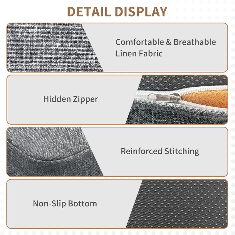 BOOSDEN Thick Chair Cushions, Memory Foam Seat Cushion,Removable Soft Non-Slip
