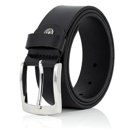 LINDENMANN Men's Full Leather Belt, Made of Buffalo Leather, 40 mm Wide, Can Be Shortened, Jeans Belt, XL, Black, black