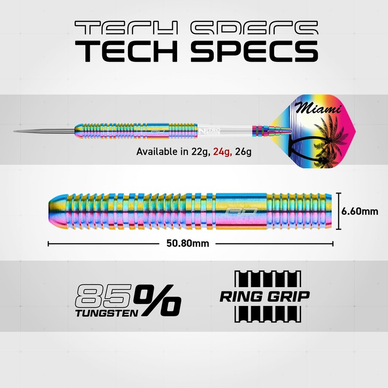 RED DRAGON Miami 24 Gram Professional Tungsten Darts Set with