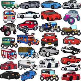 38pcs Cartoon Shoe Charms, Keismodye Race Car Charms Fits for Clog Sandal, Bracelet Wristbands, Shoes Decoration Pack for Birthday Gift, Party Favors for Kids, Boys, Girls, Teens, and Adult
