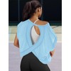 Panadila Womens Oversized Tshirts Open Back Workout Top Athletic Shirts