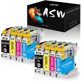 ASW 203 XL Compatible Ink Cartridge Replacement for Brother LC203XL LC 203 MFC-J4320DW MFC-J4420DW MFC-J4620DW MFC-J5520DW MFC-J5620DW MFC-J5720DW MFC-J480DW J485DW J460DW J880DW (2BK,2C,2C,2Y)