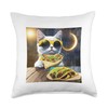 Solar Eclipse Taco Cat Throw Pillow