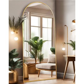 ITSRG Floor Mirror, Full Length Mirror with Stand, Arched Wall Mirror, 28"x71"Mirror Full Length, Gold Floor Mirror Freestanding, Wall Mounted Mirror for Bedroom Living Room, Gold