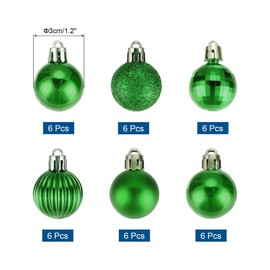 sourcing map Christmas Ball Ornaments Christmas Tree Decorations Balls Christmas green Baubles 1.2"/3CM for Party Decoration Wedding Holiday Christmas Decor 36Pcs