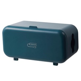 LABRIMP 1pc Wire Storage Box Cable Cord Manager Organizer Strip Socket Indoor Case Wire Holders for Cords Desk Cord Management Charging Cord Holder Blue Abs