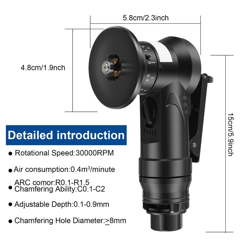 Mini Pneumatic Chamfering Machine, 45¡ã Air Chamfer Tool with 1/4