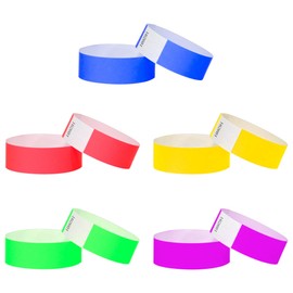 L LIKED 500 Pcs Wristbands for Events, Waterproof Paper Wristbands Party Bands Entrance Wristbands for Events Music Festival Concert Contest (5 Colors)